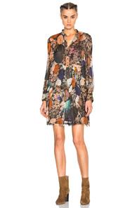 Raquel Allegra High Waisted Mini Dress In Orange,brown,floral