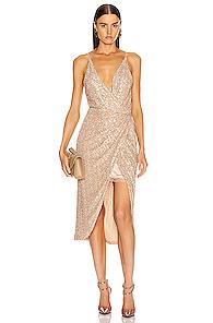 Jonathan Simkhai Speckled Sequin Wrap Dress In Metallic