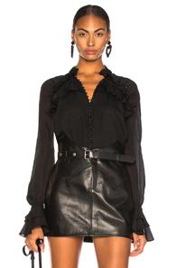 Jonathan Simkhai Lace Button Blouse In Black
