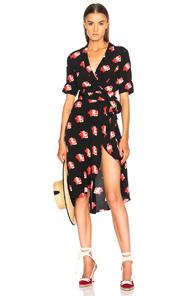 Ganni Harley Crepe Dress In Black,floral