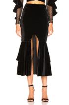Patbo Velvet Bo Ruffle Midi Skirt In Black
