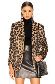 R13 Tailored Blazer In Brown,animal Print
