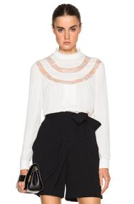 Valentino Lace Detail Collared Blouse