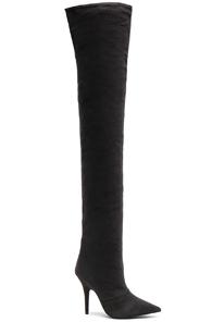 Yeezy Season 6 Washed Canvas Thigh High Boots In Black