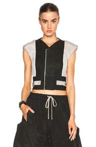 Rick Owens Short Sleeve Nymph Biker Jacket In Black,gray