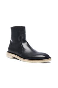 Maison Margiela Brushed Effect Leather Boots In Black