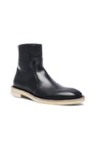 Maison Margiela Brushed Effect Leather Boots In Black