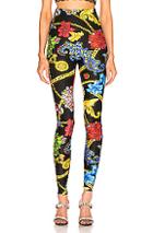 Versace Catene Print Leggings In Black,novelty,paisley,yellow