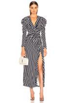 Jonathan Simkhai Multimedia Stripe Ruffle Slit Dress In Blue,stripes,white