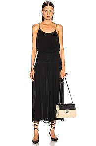 Frame Gathered Waist Dress In Black