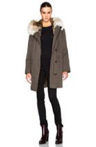 Army By Yves Salomon Classic Rabbit & Coyote Parka In Green