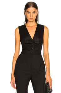 Dolce & Gabbana Pinstripe Wool Vest In Animal Print,blue,stripes