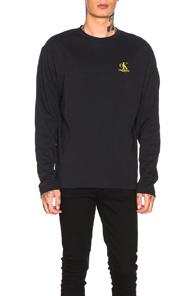 Calvin Klein Est. 1978 Logo Crew Neck Tee In Black,yellow