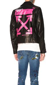 Off-white Leather Biker In Black,pink