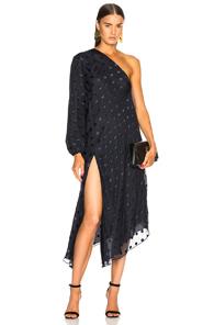 Michelle Mason One Sleeve Dress In Abstract,blue