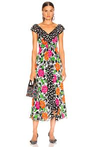 Rixo Antoinette Dress In Floral,pink,polka Dots,white