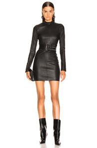 Rta Domino Leather Dress In Black