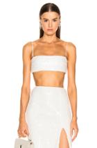 Rasario Cropped Sequin Top In White