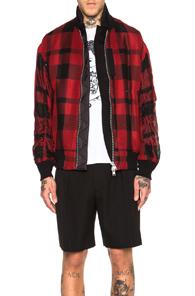 Sacai Blouson In Red,checkered & Plaid