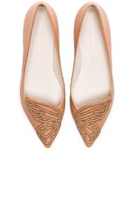Sophia Webster Leather Bibi Stud Butterfly Flats In Brown