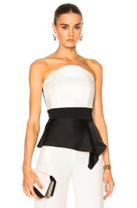 Roland Mouret Penn Double Faced Satin & Stretch Viscose Top In Black,white
