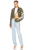 Off-white Diagonal Cropped M65 Military Jacket In Green
