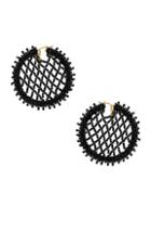Oscar De La Renta Beaded Lattice Disc Earring In Black
