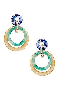 Lele Sadoughi Double Ring Hoop Earrings In Green,blue