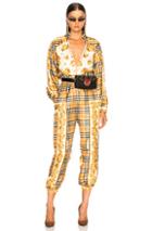 Burberry Check Jumpsuit In Yellow,plaid,floral,neutral