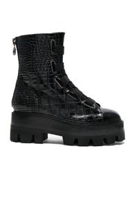 Ellery Croc Embossed Sunny Boots In Black,animal Print