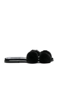 Alexander Wang Ava Rabbit Fur Sandals In Black