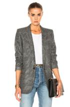 Saint Laurent Prince Of Wales Check Blazer In Gray,checkered & Plaid