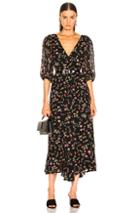 Ganni Elm Georgette Dress In Black,floral,red