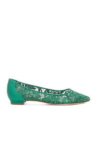 Manolo Blahnik Tittola Lace 10 Pea Flat In Green