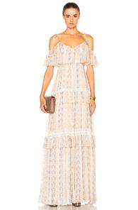 Needle & Thread Floral Stripe Maxi Dress In Floral,neutrals