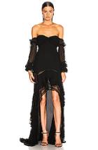 Jonathan Simkhai Embroidered Chiffon Off Shoulder Gown In Black