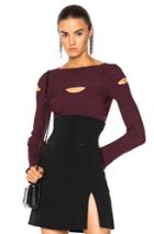 Cushnie Et Ochs Long Sleeved Boat Neck Top In Burgundy