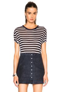 T By Alexander Wang Linen Stripe Tee In Blue,stripes