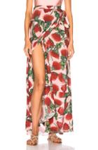 Adriana Degreas Fiore Pareo Skirt With Ruffles In Floral,green,pink,red
