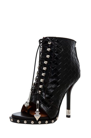 Givenchy Zac Woven Open Toe Bootie In Black