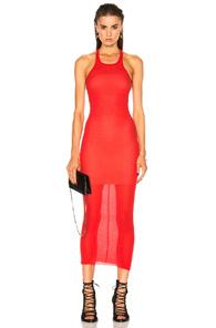 Rick Owens Rib Cotton Tank Dress In Red