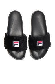 Baja East X Fila Faux Shearling Slides In Black