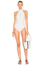 Jonathan Simkhai Halter Lace Swimsuit In White