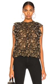 Ulla Johnson Addie Top In Brown,floral,paisley