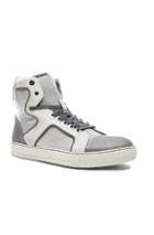 Lanvin Metalized Calfskin & Goat High Top Sneakers In Gray,metallics