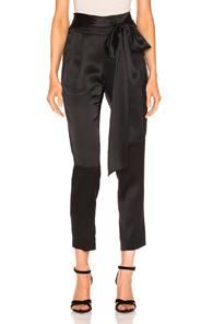 Michelle Mason Pleat Pant With Tie In Black