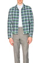 Thom Browne Double Welt Pocket Golf Jacket In Blue,checkered & Plaid,green