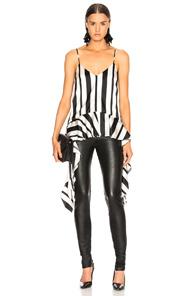 Caroline Constas Bettina Ruffle Blouse In Black,stripes,white
