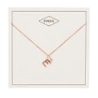 Fossil Letter E Rose Gold-tone Stainless Steel Necklace  Jewelry - Jf03038791