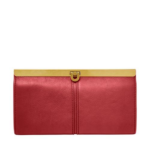 Fossil Kayla Frame Clutch  Wallet Poppy Red- Sl7825621